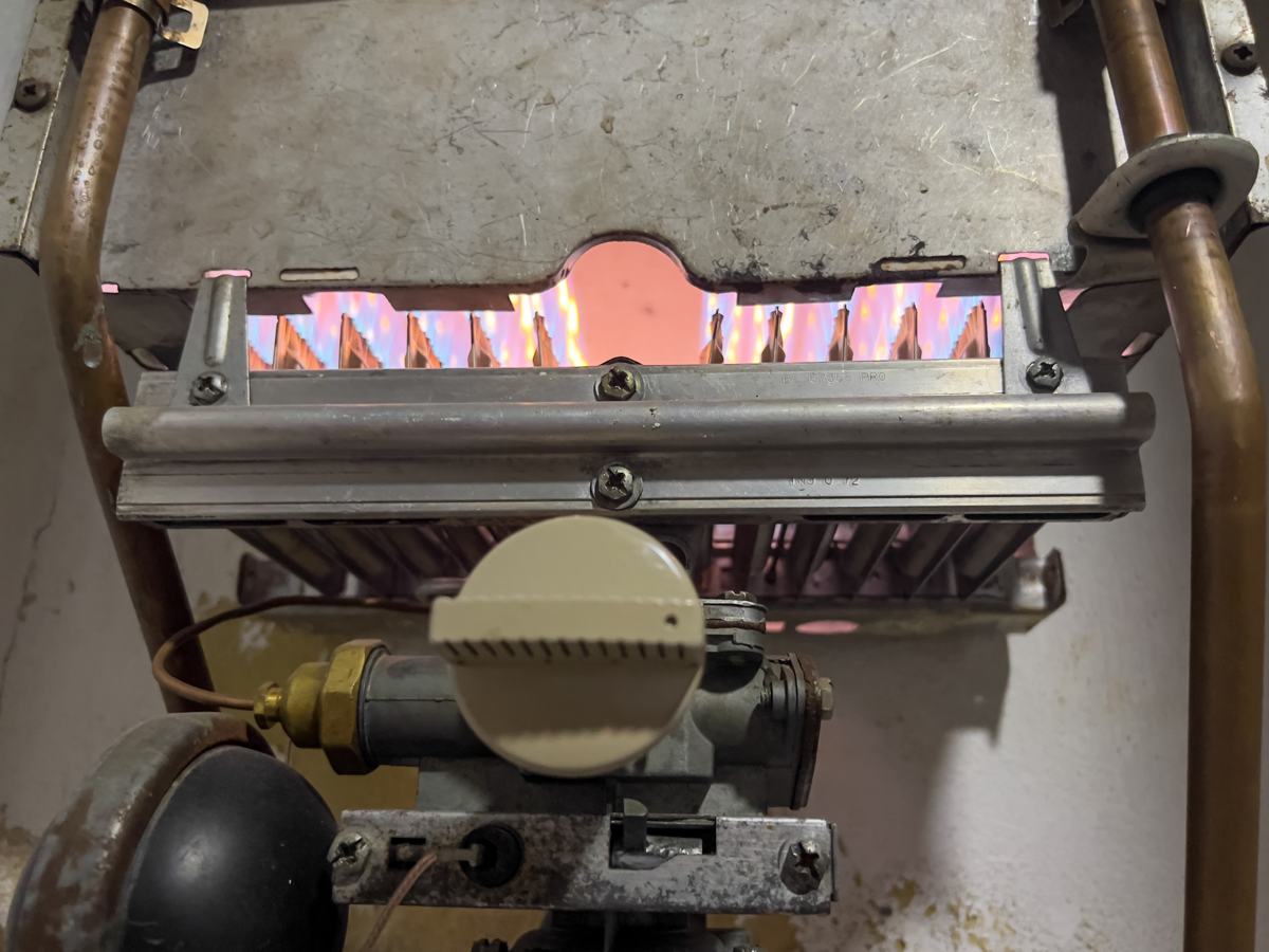 Furnace interior glowing at operating temperature